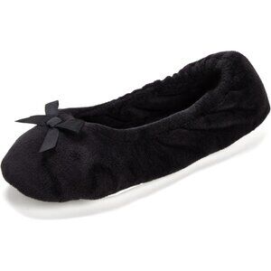 Trendy Women's Layla Ballerina Slippers with Soft Bow & Suede Sole, Size 11-12